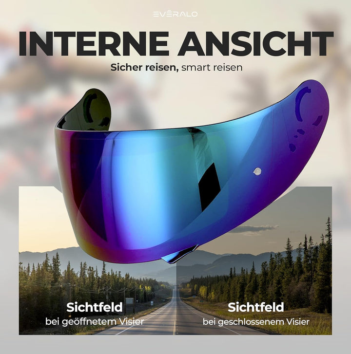 kompatibel mit Visier Shoei Gt Air - Gt Air 2 - Neotec - Opticson - Cns 1 (Iridium Chrom), Iridium C
