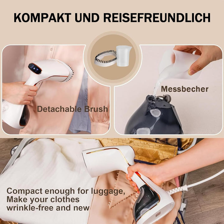 OKYUK Steamer Dampfglätter 1800W, Tragbarer Dampfglätter Konstante, Hemdenbügler, 320ml Dampfbügelei
