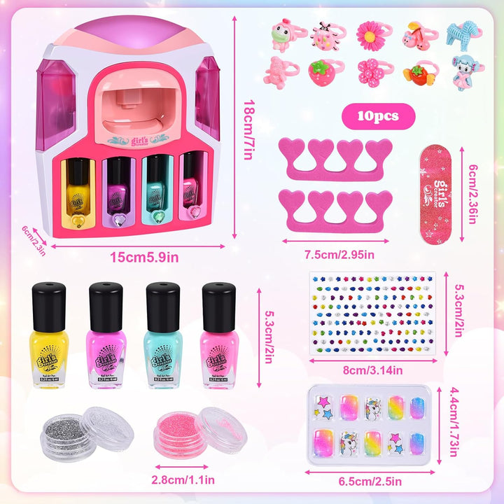 FORMIZON Kinder Nagellack Set für Mädchen, Nagellack Kinder Set mit 2 in 1 Nageltrockner, Nagellack,