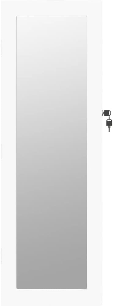 vidaXL Schmuckschrank mit Spiegel Wandmontage Weiss 30x8,5x90 cm, Weiss