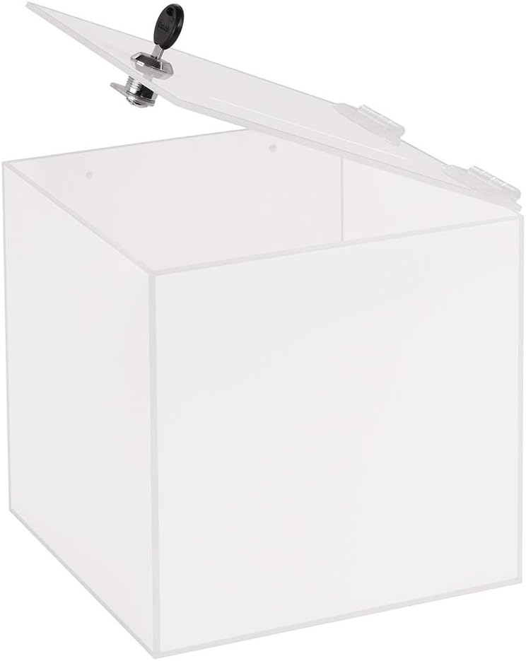 Losbox in 200x200x200mm, aus opalem Acrylglas - Zeigis® / Spendenbox/Aktionsbox/Gewinnspielbox/undur
