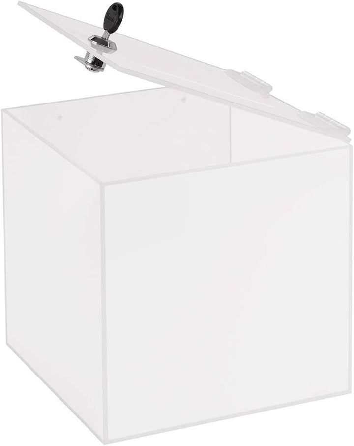 Losbox in 200x200x200mm, aus opalem Acrylglas - Zeigis® / Spendenbox/Aktionsbox/Gewinnspielbox/undur