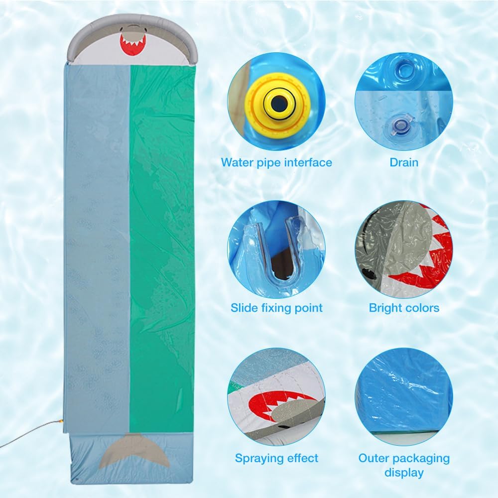 Wasserrutsche Garten, 550 * 145cm Wasserrutsche Draussen, Wasserrutschmatte mit 2 Bodyboards, Doppel
