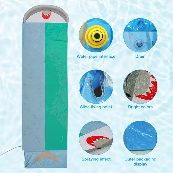 Wasserrutsche Garten, 550 * 145cm Wasserrutsche Draussen, Wasserrutschmatte mit 2 Bodyboards, Doppel