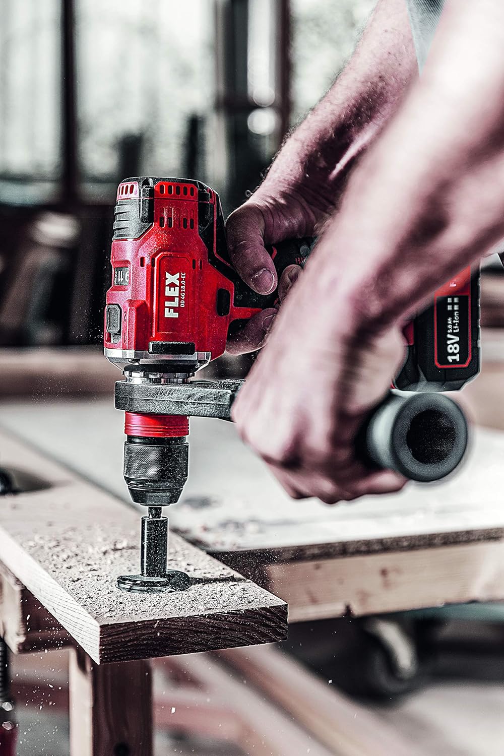 Flex Akku-Bohrschrauber DD 4G 18.0-EC ( 4-Gang Bohrschrauber, 18V, 2,5 / 5 Ah, 64 / 135 Nm, Bohrfutt