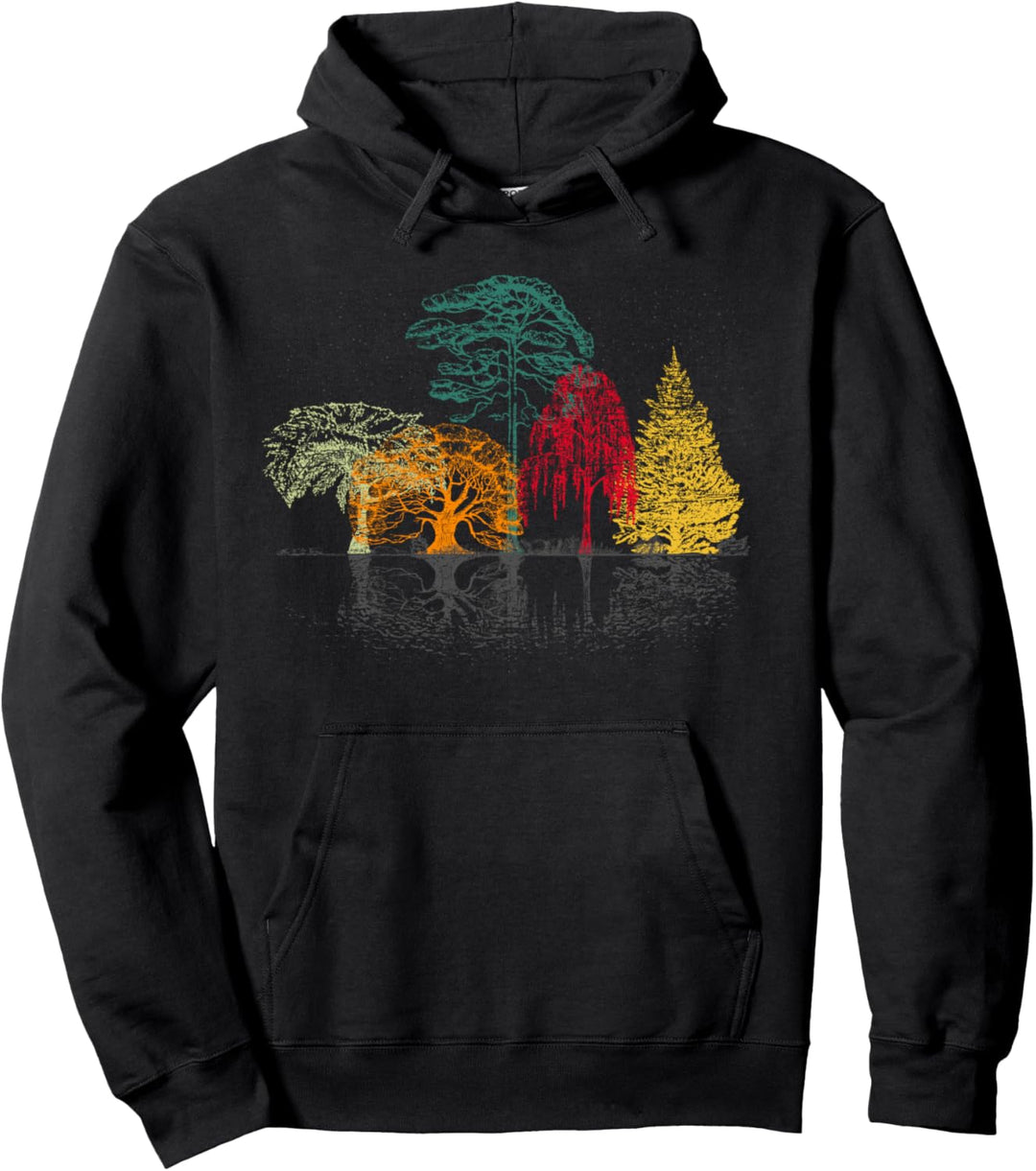 Natur Bäume Spiegelung Outdoor Farbenfrohes Wald Pullover Hoodie
