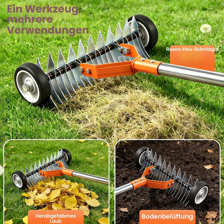 Vertikutierer Hand Rechen Metall Rasenrechen | Schneidrechen Verstellbarer Vertikutierrechen | Rasen