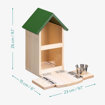 Navaris Eichhörnchen Futterhaus wetterfest aus Kiefernholz - Futterkasten 23x15x26cm - Futterautomat