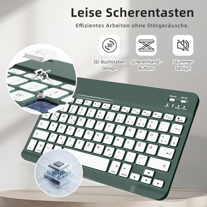 JKSML Tragbare Kabellose Bluetooth Tastatur, Deutsche QWERTZ Layout | | für iPad Air/Pro/Mini/iPad 1