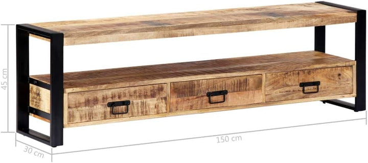 vidaXL Mangoholz Massiv TV Schrank mit 3 Schubladen 1 Fach TV Möbel Tisch Board Kommode Lowboard Fer