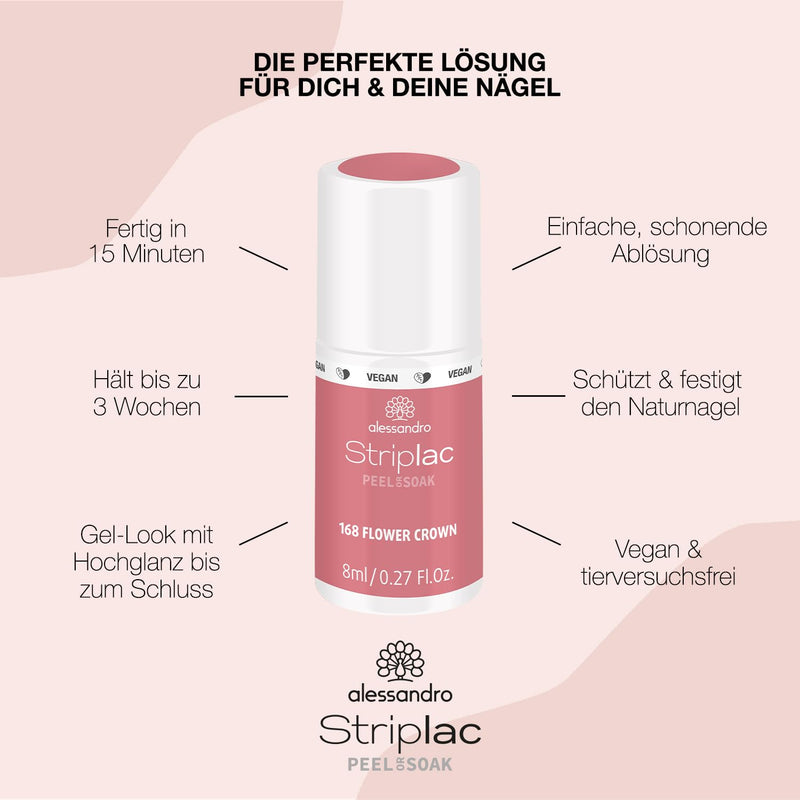 Alessandro Striplac Peel Or Soak -VEGAN- Starter Kit Basic LED-Nagellack Set - Flower Crown - Für Pe