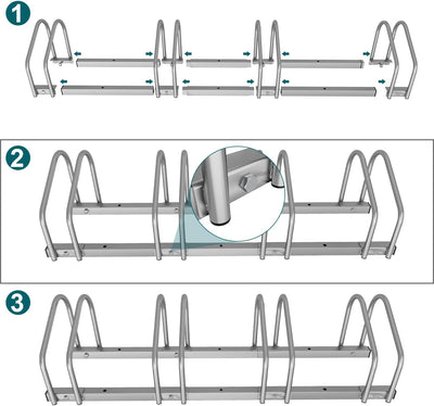 Ansobea Fahrradständer für 5 Fahrräder 35-55 mm Reifenbreite,Fahrradständer Boden,Fahrrad Ständer Ei