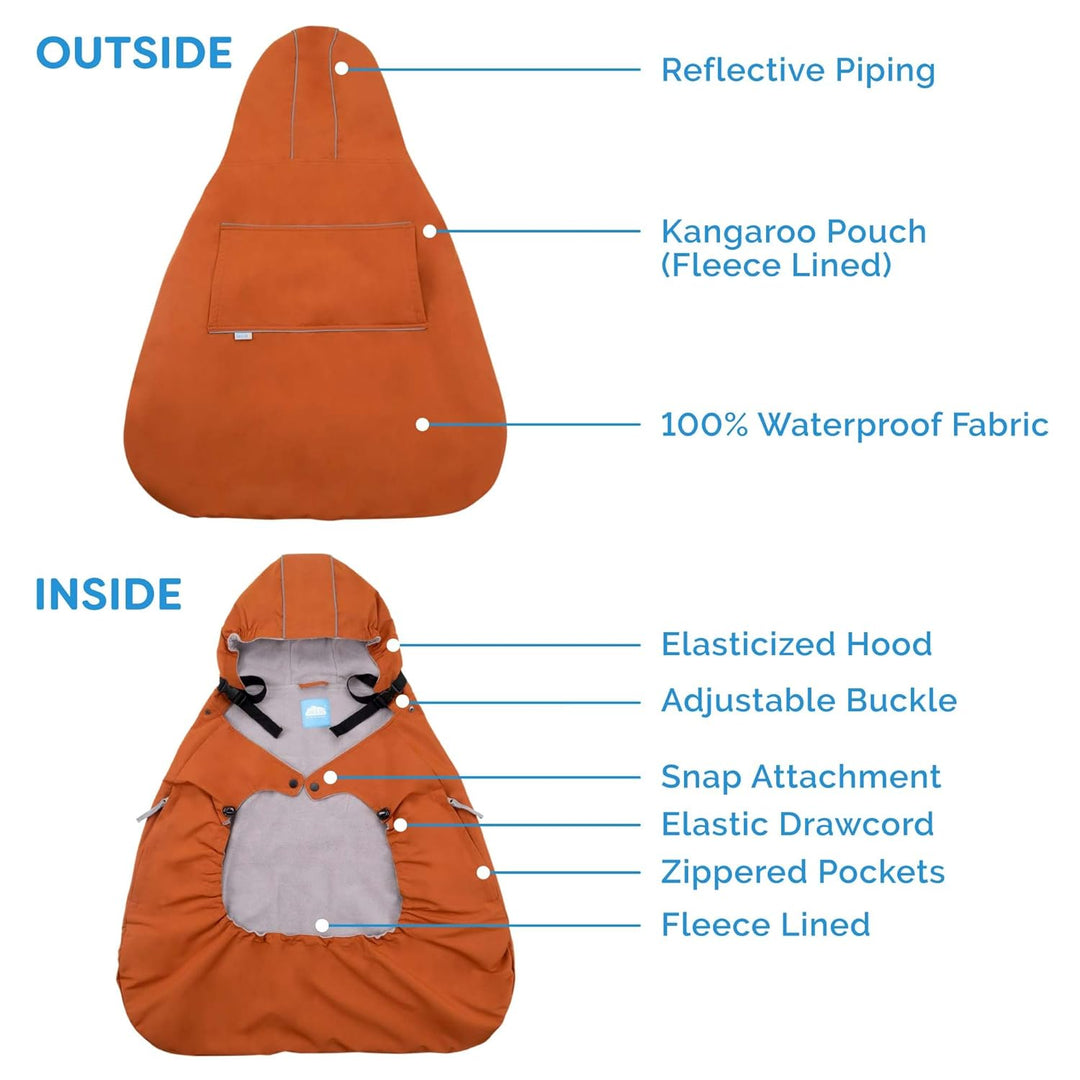 JAN & JUL Waterproof Baby Rain Cover with Hood and Pockets, Universal for Baby Carriers and Stroller