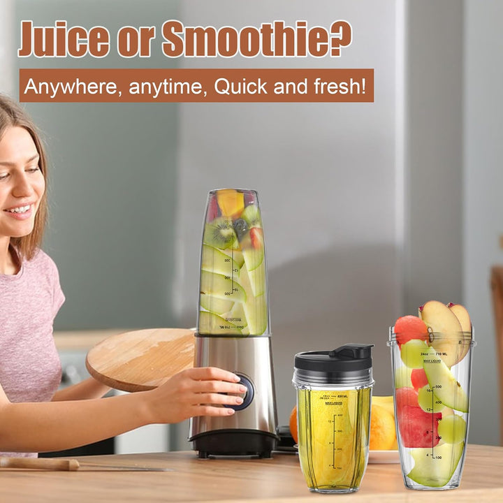 Ersatzbecher kompatibel mit Ninja Auto-iQ Blender – 18oz & 24oz Smoothie Cups mit Deckel – Passend f