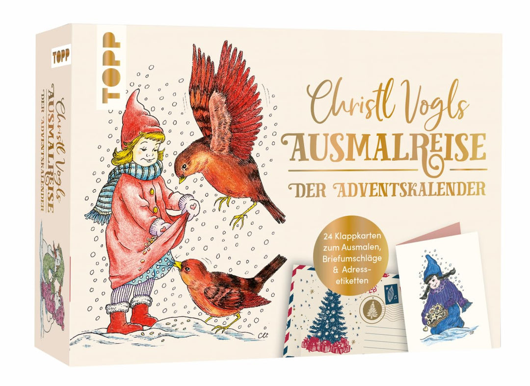 Christl Vogls Ausmalreise - der Adventskalender: Ausmalen & Träumen. Mit 24 Postkarten, 24 Umschläge