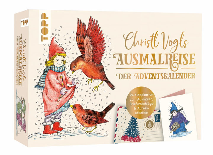 Christl Vogls Ausmalreise - der Adventskalender: Ausmalen & Träumen. Mit 24 Postkarten, 24 Umschläge
