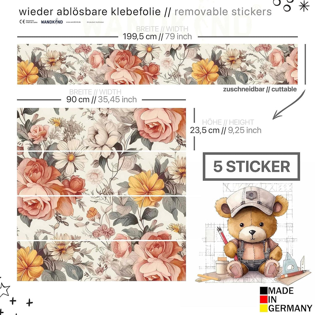 WANDKIND Aufkleber für IKEA KURA Kinderbett Hochbett Klebefolie Möbelfolie Sticker Kinderzimmer Blum