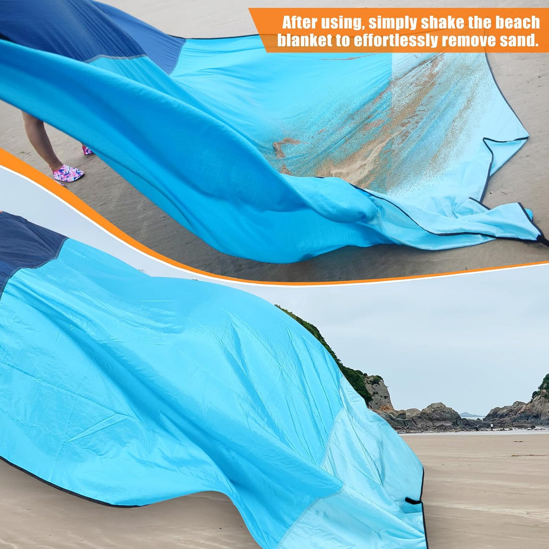 AnorTrek Sandfreie Stranddecke XL 200x200cm - Ultraleicht, Schnelltrocknend & Spritzwassergeschützt,
