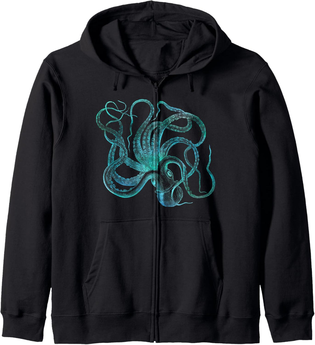 Octopus Squid Blue Vintage Illustration Distressed Steampunk Kapuzenjacke