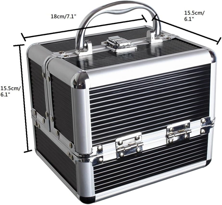 iGadgitz Home Mini Klein Aluminium Kosmetikkoffer, Schminkkoffer, Beautycase, Makeupbox - 4X ausklap