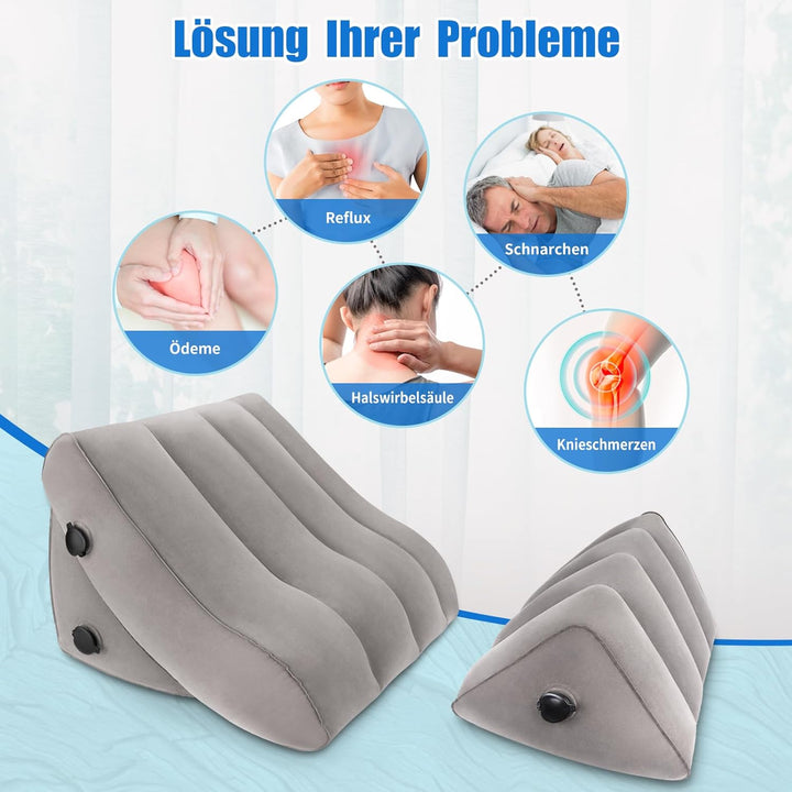 SAHEYER Aufblasbares Rückenlehnen Beinkissen Set, 2 verstellbare aufblasbare Keil-Lesekissen Ergonom