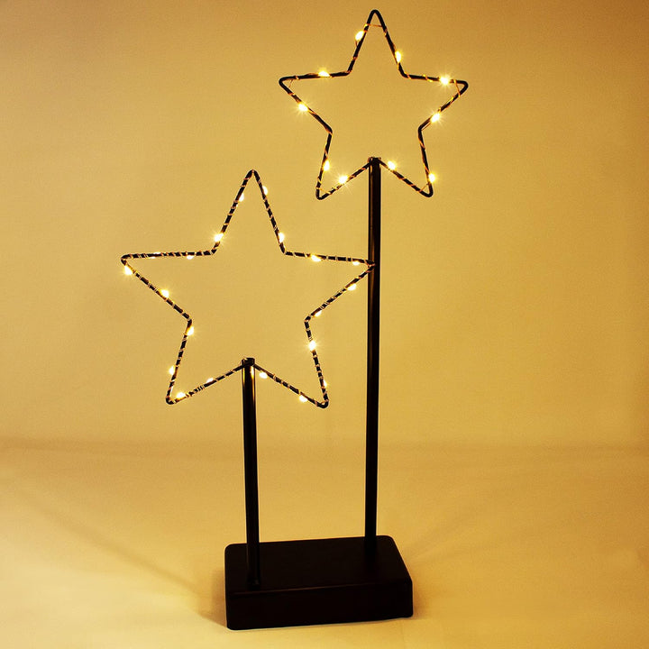 ToCi Deko-Aufsteller Stern mit LED-Beleuchtung | Metall-Leuchter mit 30 LEDs | 24 x 5 x 40 cm, 40 cm
