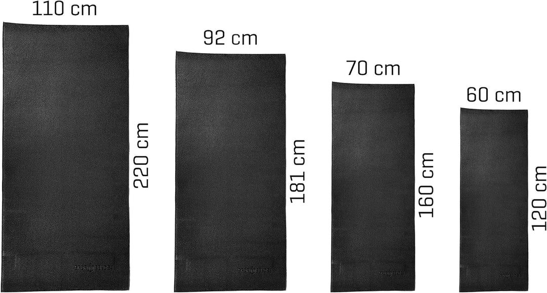 Sporttrend 24® Unterlegmatte 120cm, 160cm, 181cm, 220cm zum ausrollen in schwarz, 1,2cm Stärke | Lau