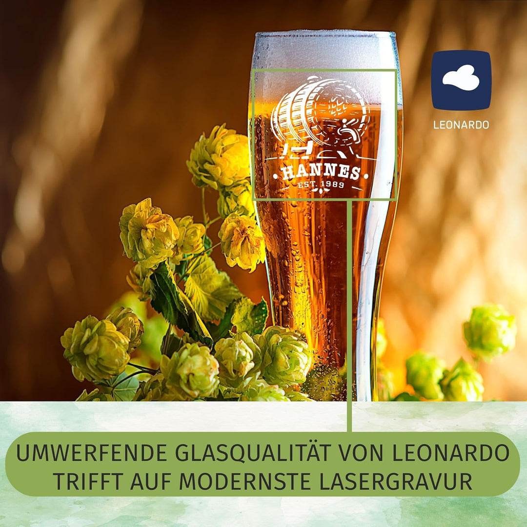 laser-diele Leonardo Weizenglas mit Gravur - Ideales Vatertagsgeschenk für Papa - 0,5l - Personalisi
