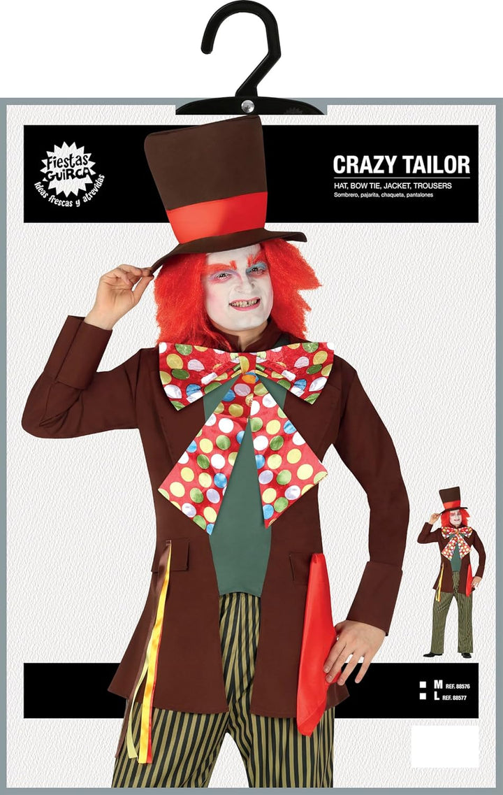 FIESTAS GUIRCA | Mad Hatter Kostüm für Erwachsene - Jacke, Fliege, Hose und Hut - Märchen Kostüme fü
