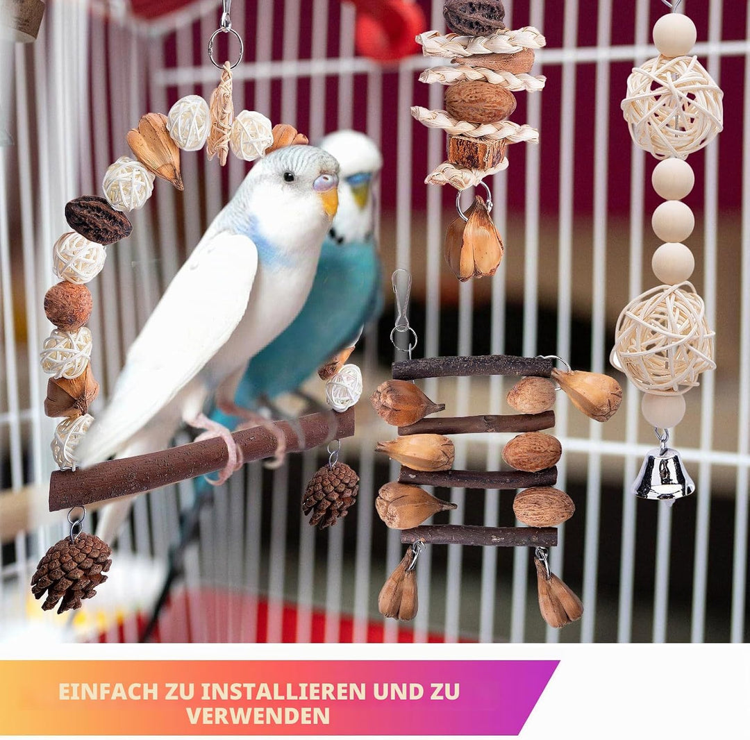 Papageienspielzeug - Vogelspielzeug,6 Stück Papagei Kauspielzeug,Vogelkäfig Schaukelspielzeug,Kauspi