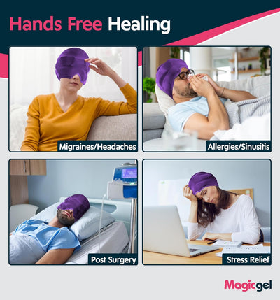 Magic Gel Kopfschmerzen und Migräne Maske - Die Kühlmütze Unterstützt den Körper beim Regenerien - D