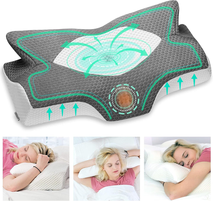 Elviros Orthopädisches Kissen aus Memory Foam, Seitenschläferkissen Nackenstützkissen, Kopfkissen Na