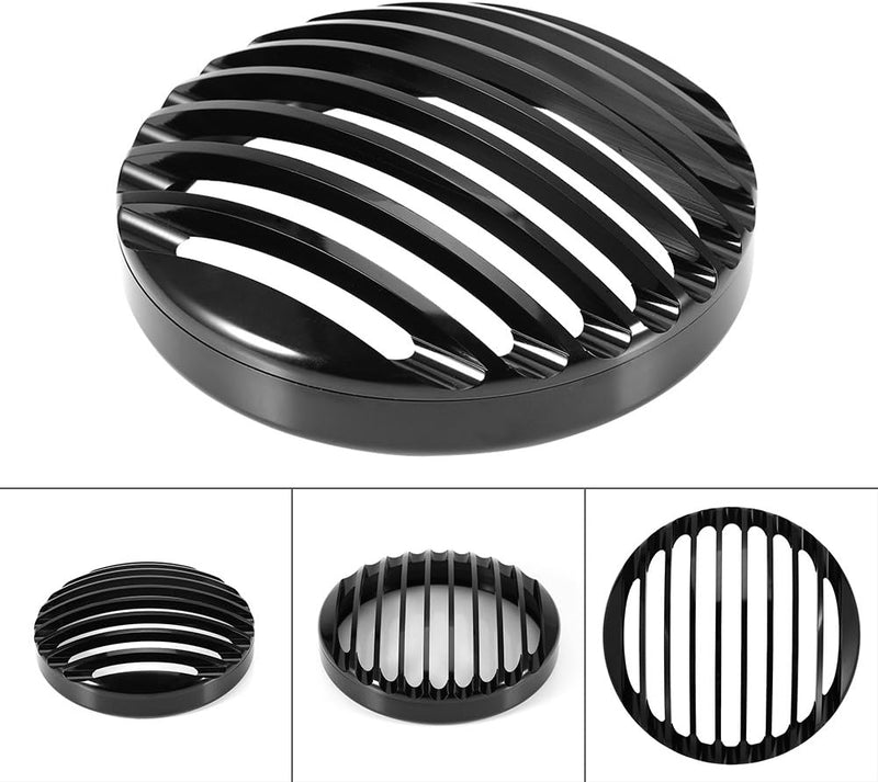 Fydun Motorrad Scheinwerfer Grillabdeckung 5 3/4 "Aluminium Motorrad Grill Abdeckung Schwarz Schutzh