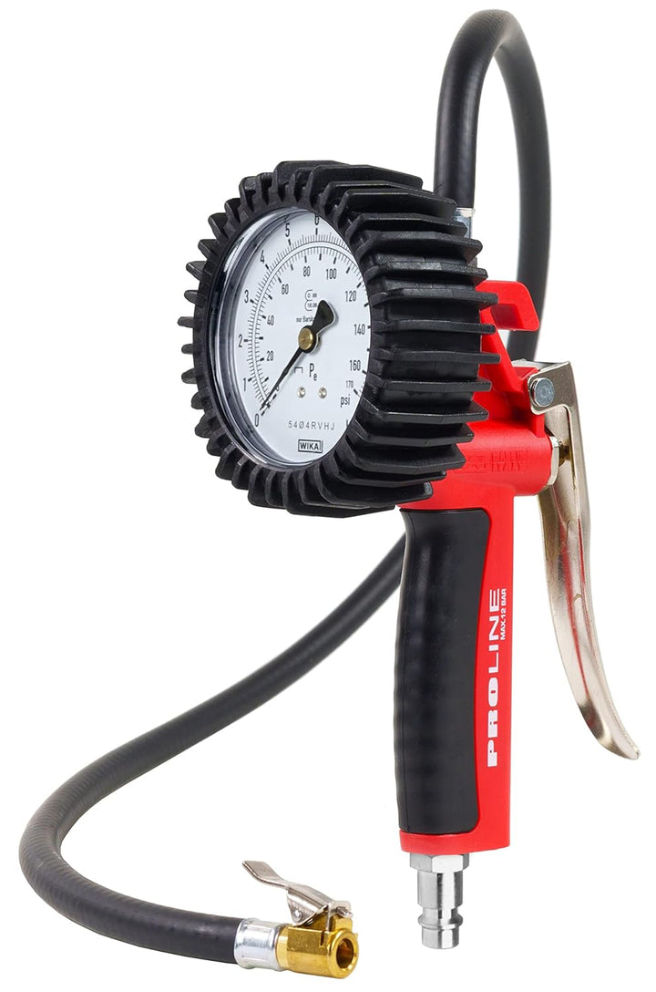 GAV Reifenfüller Messgerät mit WIKA 80mm Manometer (Homologiert) Profi Reifendruckprüfer Druckluft f