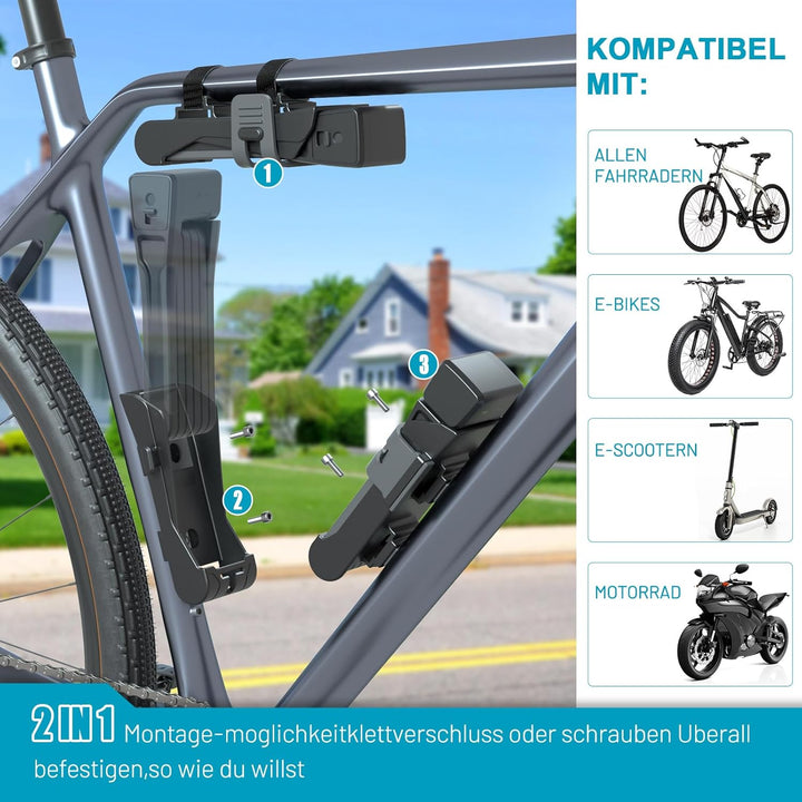 TECHCYC Fahrradschloss, Faltschloss Fahrrad 86 cm mit 3 Schlüsseln, Diebstahlsicher, Robustes Fahrra