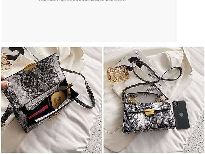 Coolives Damen Kleine Umhängetasche mit Krokodilledermuster Mini Handtasche aus PU-Leder Clutches Da