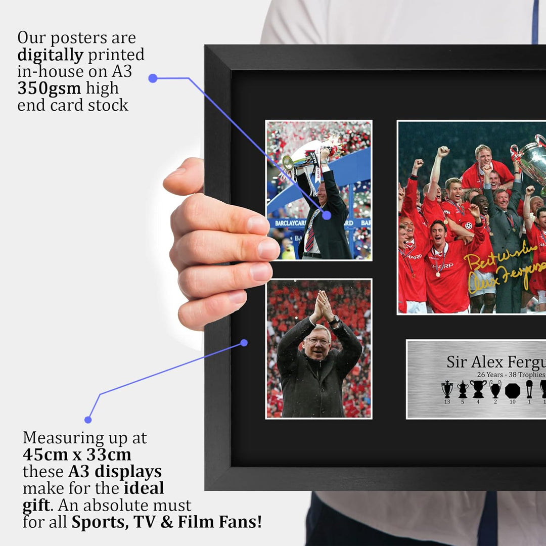 HWC Trading A3 FR Sir Alex Ferguson Geschenk, signiert, gross, gerahmt, A3, gedruckt, Autogramm, Fot
