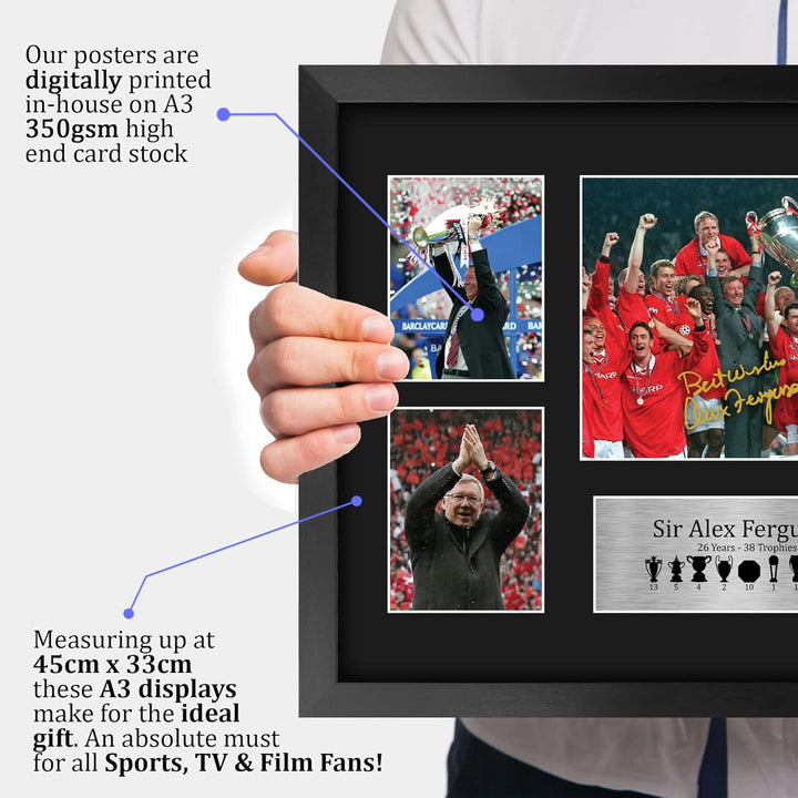 HWC Trading A3 FR Sir Alex Ferguson Geschenk, signiert, gross, gerahmt, A3, gedruckt, Autogramm, Fot