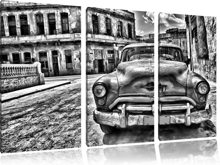 Pixxprint Blaue Schönheit in Cuba 3Teiler 120x80 cm Leinwandbild Wandbild Kunstdruck