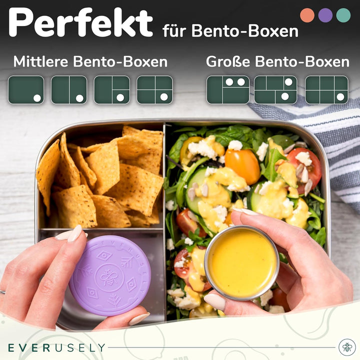 Everusely Mini-Salat-Dressing-Behälter für unterwegs, auslaufsicher, Edelstahl, kleine Gewürzbehälte