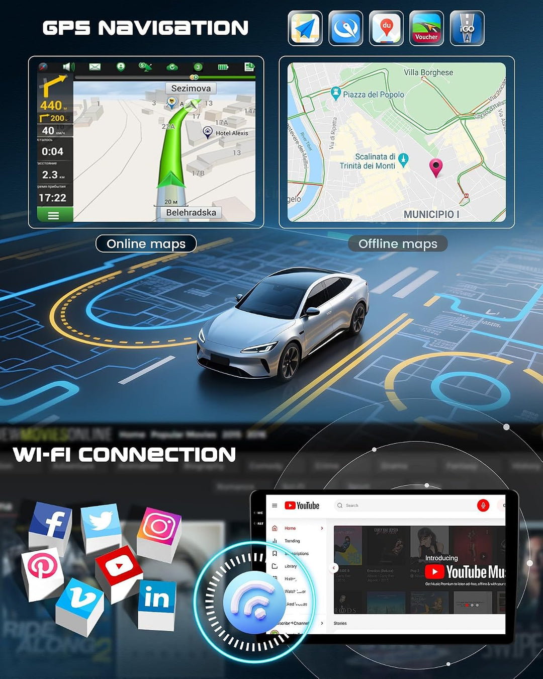 CAMECHO 4G+128G Android 15 Autoradio für Kia Sportage 3 III SL 2010-2016 mit Navi Carplay Android Au