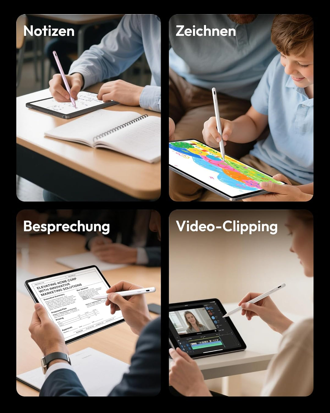 Metapen A8 Stift für iPad 2018-2024, Schnellladefunktion, Palm-Ablehnung, Pencil für Apple iPad Pro