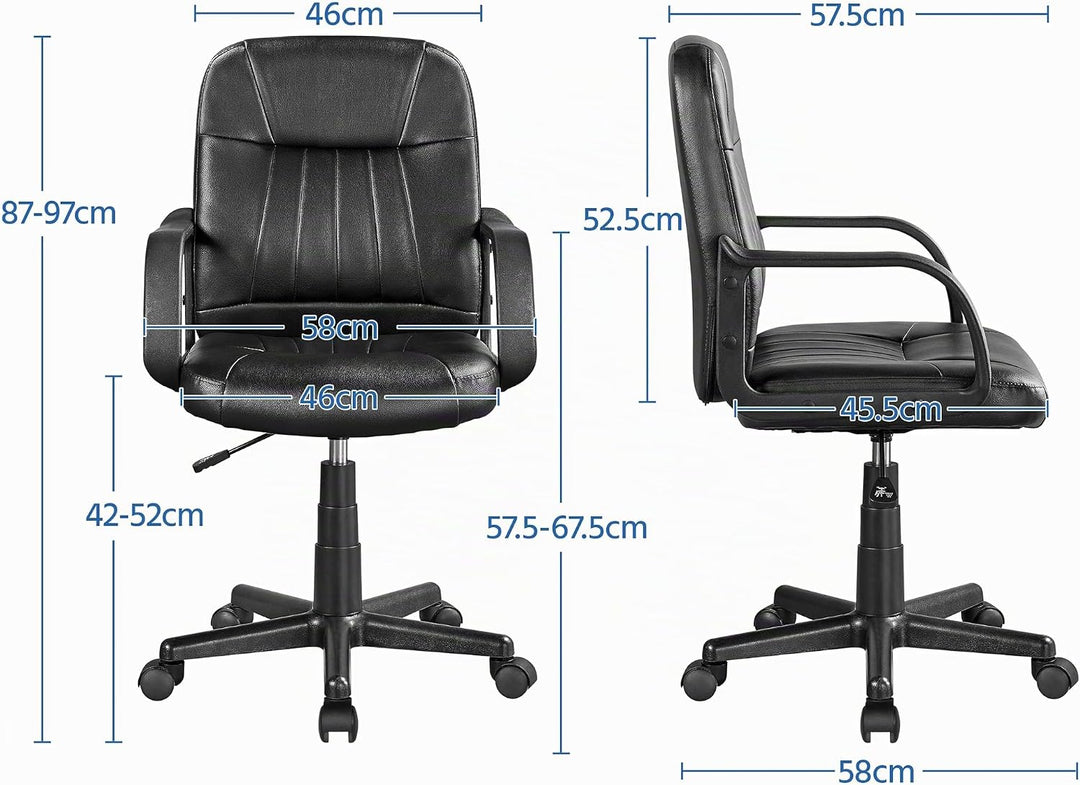 Yaheetech Bürostuhl ergonomischer Computerstuhl, Schreibtischstuhl mit Armlehne, höhenverstellbar un