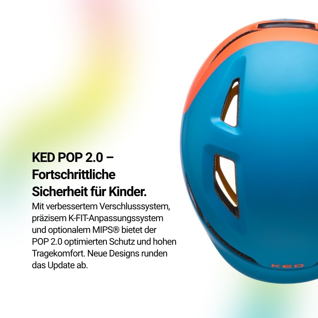 KED Unisex Jugend POP Fahrradhelm 48-52 (S) petrol orange matt, 48-52 (S) petrol orange matt