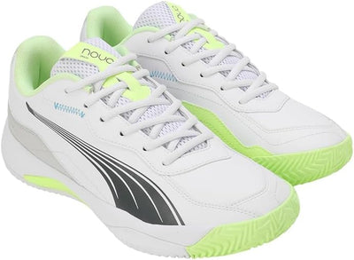 PUMA Unisex Nova Smash Tennis Shoe 39 EU Puma White Luminous Blue Fizzy Apple Shadow Gray, 39 EU Pum