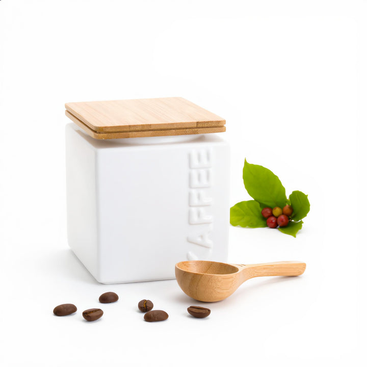 HWG-Home® - Design Kaffeedose luftdicht 500g - für frisches Aroma - Weiss - Kaffeebehälter aus Keram