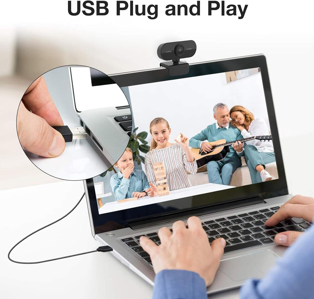 PC-Webcam mit Mikrofon,Live Full HD 1080P 30fps USB-PC-Kamera,360-Grad-Drehung,Plug-in-PC-Kamera Win
