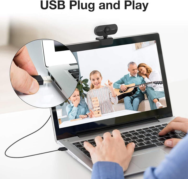 PC-Webcam mit Mikrofon,Live Full HD 1080P 30fps USB-PC-Kamera,360-Grad-Drehung,Plug-in-PC-Kamera Win