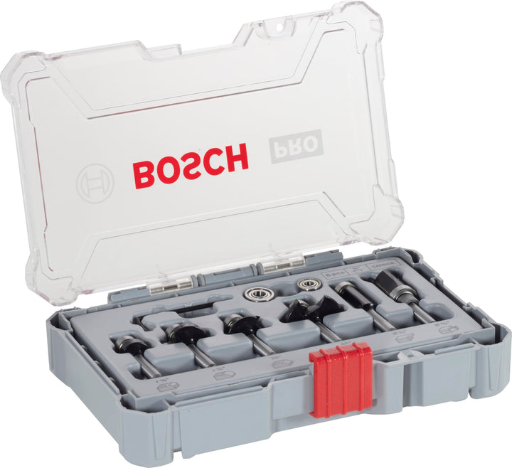 Bosch Professional 6tlg. Rand- und Kantenfräser Set (für Holz, für Oberfräsen mit 1/4 Zoll Schaft) 6