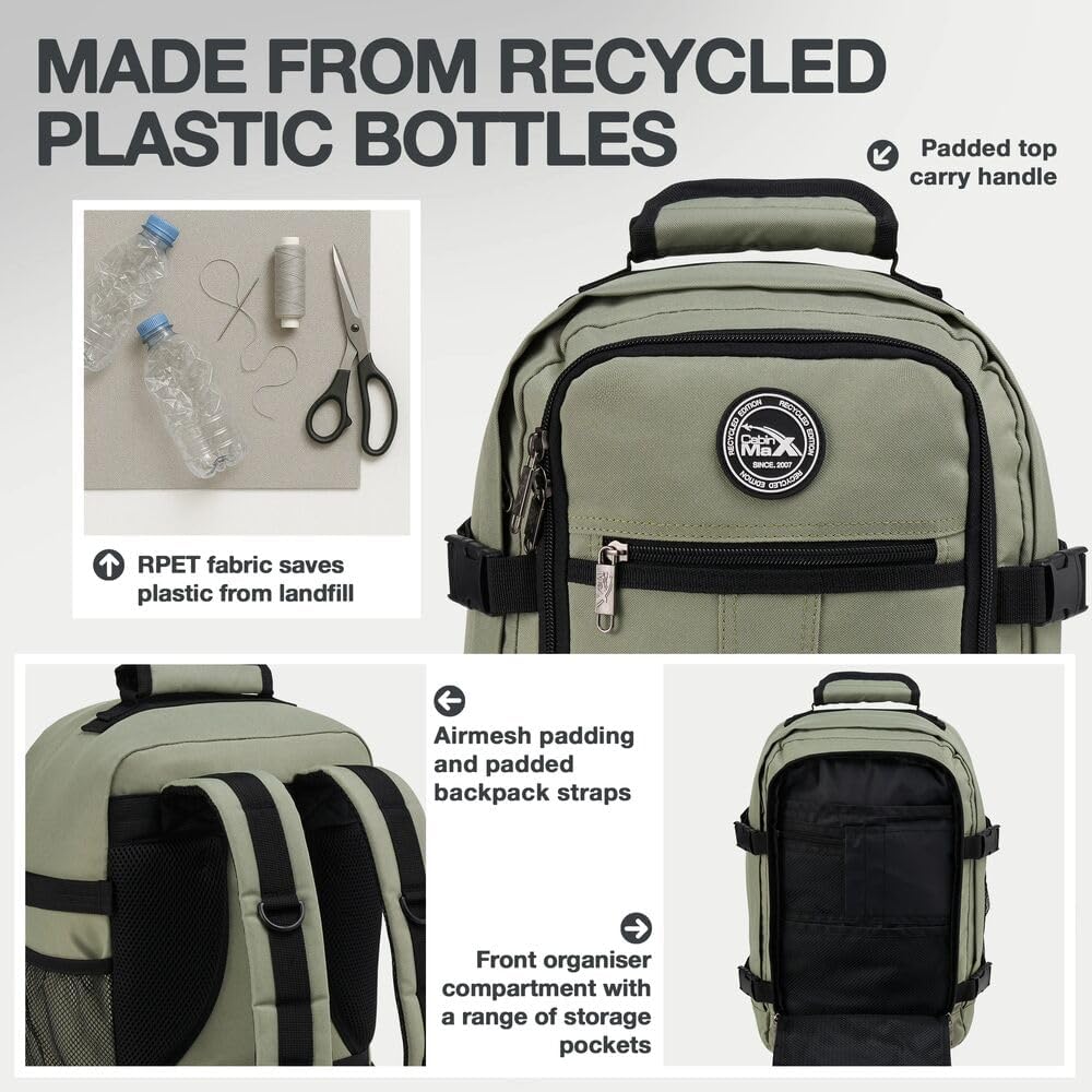 Cabin Max Reiserucksack, 40 x 20 x 25 cm, für Handgepäck – Rucksack mit niedrigem Sitz, geeignet für